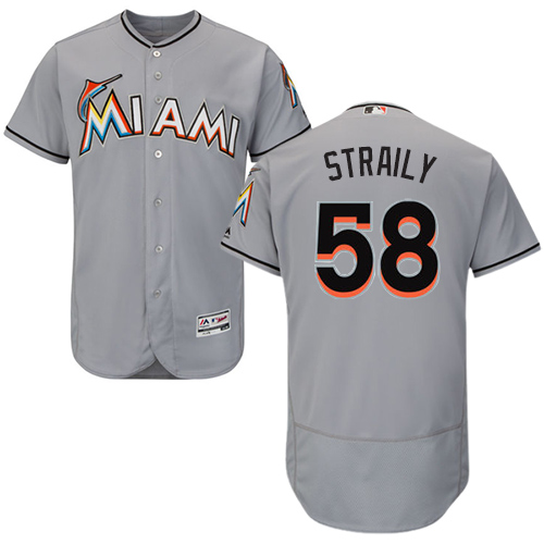 marlins #58 Dan Straily Grey Flexbase Authentic Collection Stitched MLB Jersey